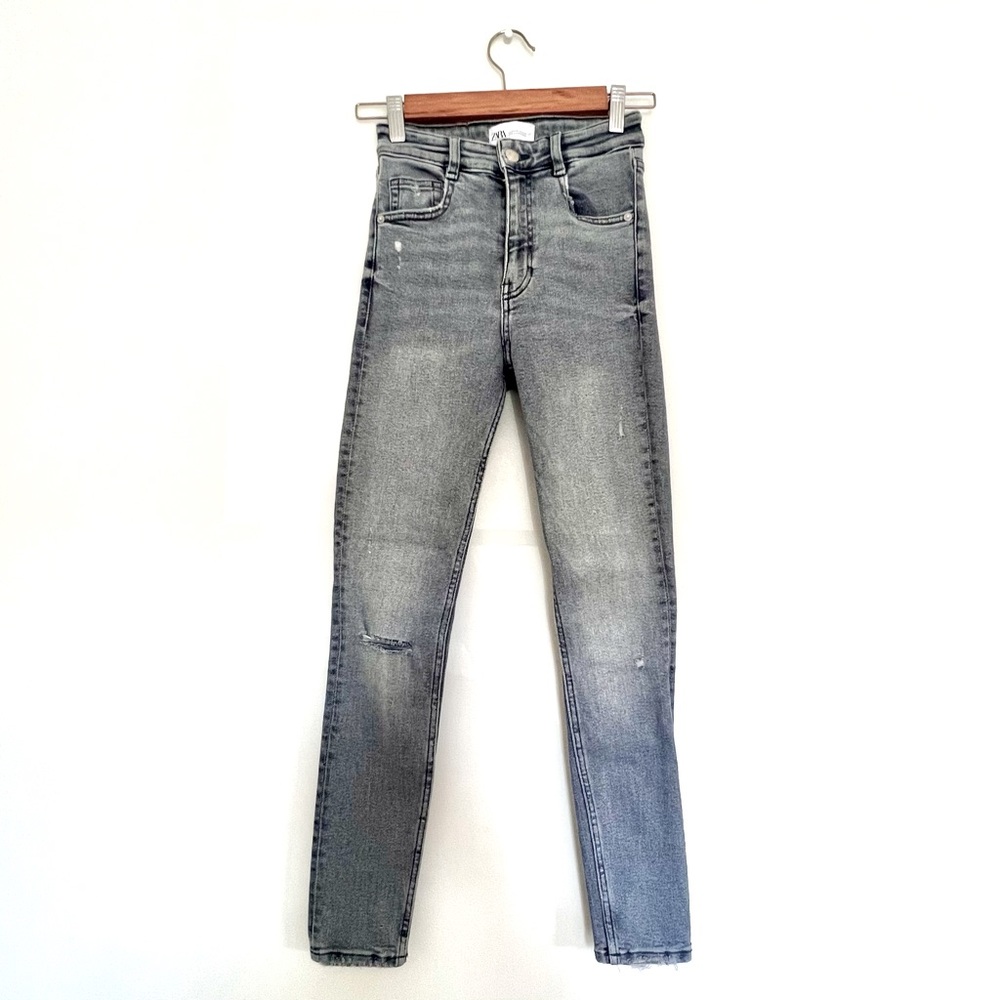 Zara Grey Ripped Skinny Jeans